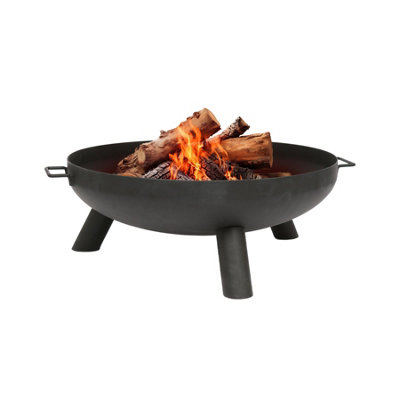 Hammer And Tongs Light/Black Hammer & Tongs Round Iron Fire Pit - Outdoor Garden Patio Firepit Log Burner Bowl 68Cm