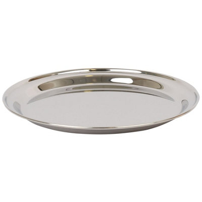 Argon Tableware 40.5Cm Serving PlatterStainless Steel Chrome Dinner Tray Round Tray Plate Large Appetizer Serving Dishes from B&Q