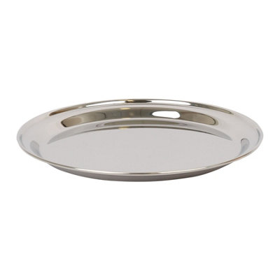 Argon Tableware 30Cm Serving PlatterStainless Steel Chrome Dinner Tray Round Tray Plate Compact Appetizer Serving Dishes from B&Q