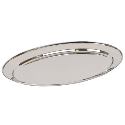 Argon Tableware Oval Serving Platter60 X 41CmStainless Steel Dinner Tray Oval Plate Small Appetizer Serving Dishes from B&Q