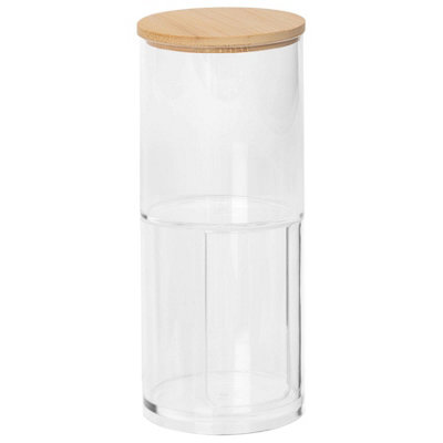 B&Q -  Reusable Plastic Stacking Bathroom Canister With Bamboo Lid