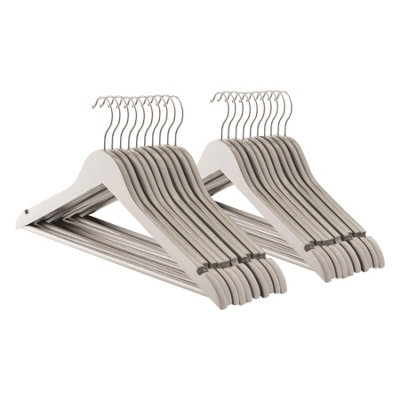 Harbour Housewares 20X Strong Grey Wooden Coat Hangers With 360 Degree Rotatory HookWood Clothes Hangers With Notches & Bar from B&Q
