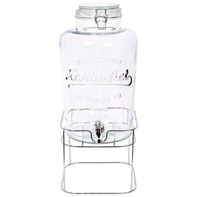 B&Q -  Glass Drinks Dispenser With Tap & Chrome Stand8.7L