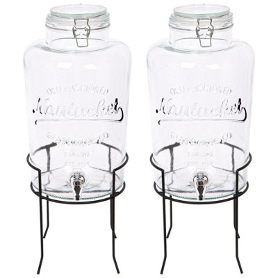 B&Q -  Glass Drinks Dispensers With Tap & Black Stand8.7LPack Of 2