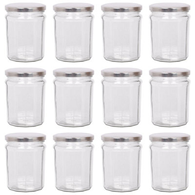 Argon Tableware 380Ml Glass Jam Jars With Airtight Silver LidsSet Of 12 Empty Screw Top Kitchen Storage Preserving Jar from B&Q
