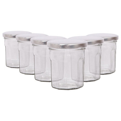 B&Q -  150Ml Glass Jam Jars With Airtight Silver LidsSet Of 6 Empty Screw Top Kitchen Storage Preserving Jar