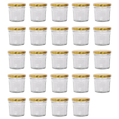 Argon Tableware 90Ml Glass Jam Jars With Airtight Gold LidsSet Of 24 Empty Screw Top Kitchen Storage Preserving Jar from B&Q