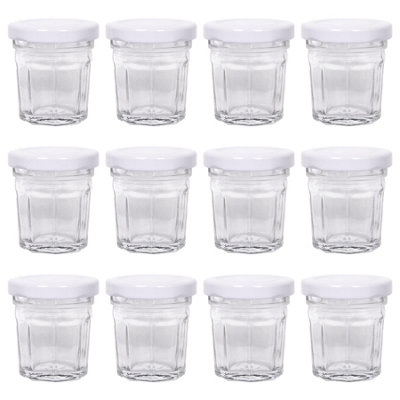 Argon Tableware Glass Jam Jars With Lids - 30Ml - Pack Of 12 White