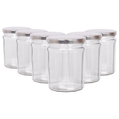 Argon Tableware 380Ml Glass Jam Jars With Airtight Silver LidsSet Of 6 Empty Screw Top Kitchen Storage Preserving Jar from B&Q