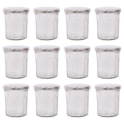 B&Q -  150Ml Glass Jam Jars With Airtight Silver LidsSet Of 12 Empty Screw Top Kitchen Storage Preserving Jar