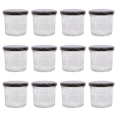 Argon Tableware 130Ml Glass Jam Jars With Airtight Black LidsSet Of 12 Empty Screw Top Kitchen Storage Preserving Jar from B&Q