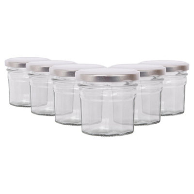 Argon Tableware 90Ml Glass Jam Jars With Airtight Silver LidsSet Of 6 Empty Screw Top Kitchen Storage Preserving Jar from B&Q