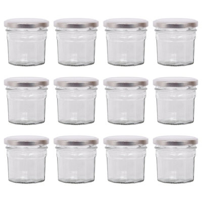 Argon Tableware 90Ml Glass Jam Jars With Airtight Silver LidsSet Of 12 Empty Screw Top Kitchen Storage Preserving Jar from B&Q