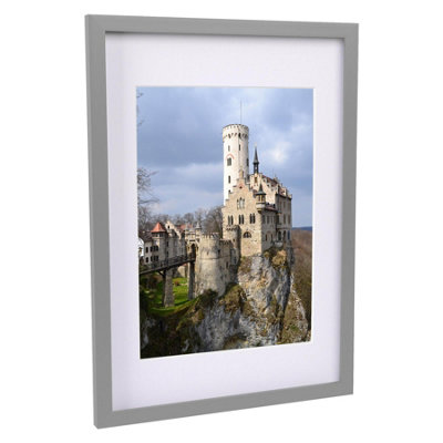 Nicola Spring Photo Frame With White A4 MountA3 (12" X 17")GreyPortrait Hanging Wall Mounted Picture Display Frame from B&Q