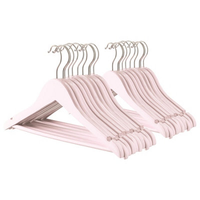 Harbour Housewares 20X Strong Light Pink Children's Coat Hangers With 360 Degree Rotatory Hook Clothes Hangers With Notches & Bar from B&Q