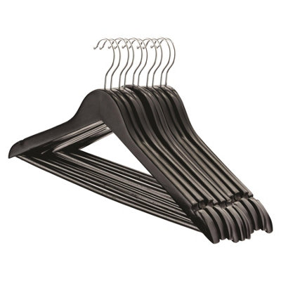 Harbour Housewares Wooden Coat Hangers - Pack Of 10 Black