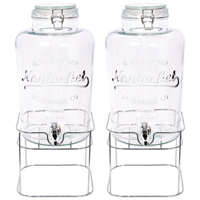 Rink Drink Glass Drinks Dispensers With Tap & StandChrome8.7LPack Of 2 from B&Q