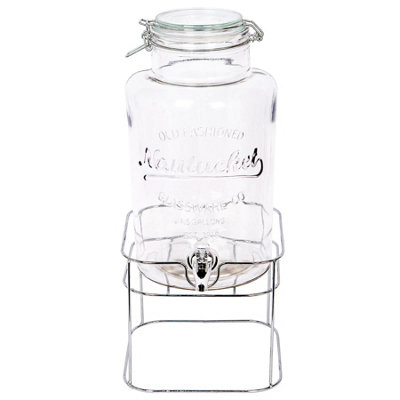 B&Q -  Glass Drinks Dispenser With Tap & Chrome Stand6.5L