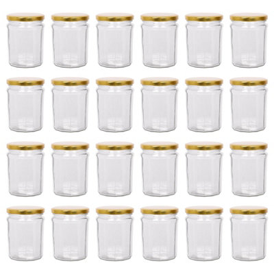 Argon Tableware 380Ml Glass Jam Jars With Airtight Gold LidsSet Of 24 Empty Screw Top Kitchen Storage Preserving Jar from B&Q