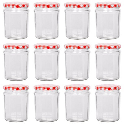 Argon Tableware Unisex Red 380Ml Glass Jam Jars - Set Of 12 - Empty Screw Top Preserving Jar In - Image 5