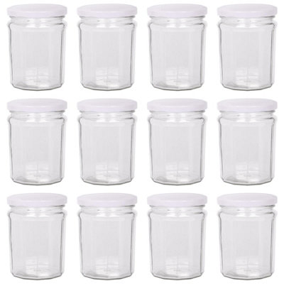 Argon Tableware 380Ml Glass Jam Jars With Airtight White LidsSet Of 12 Empty Screw Top Kitchen Storage Preserving Jar from B&Q