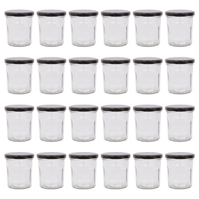 Argon Tableware 250Ml Glass Jam Jars With Airtight Black LidsSet Of 24 Empty Screw Top Kitchen Storage Preserving Jar from B&Q
