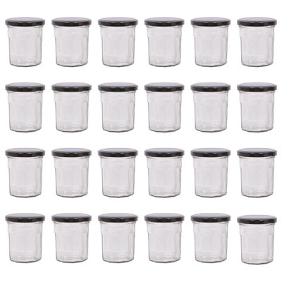 Argon Tableware 150Ml Glass Jam Jars With Airtight Black LidsSet Of 24 Empty Screw Top Kitchen Storage Preserving Jar from B&Q