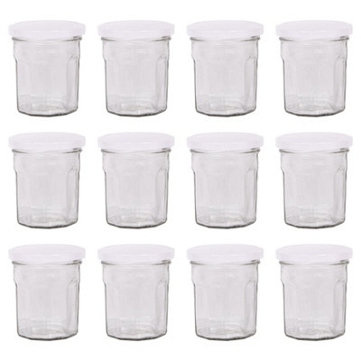 Argon Tableware White Glass Jam Jars With Lids - Pack Of 12 150Ml