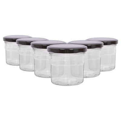 Argon Tableware 130Ml Glass Jam Jars With Airtight Black LidsSet Of 6 Empty Screw Top Kitchen Storage Preserving Jar from B&Q