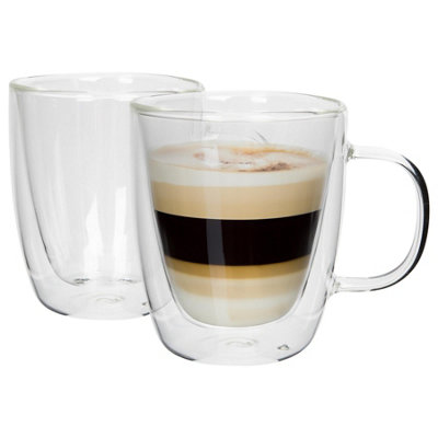Rink Drink Double-Walled Glass Coffee Cups Set - Pack Of 2 386Ml