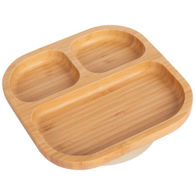 Tiny Dining Divided Bamboo Suction PlateBeige