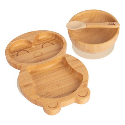 Tiny Dining 3Pc Penguin Bamboo Suction Dinner SetBeige from B&Q
