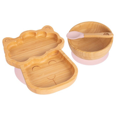Tiny Dining 3Pc Bamboo Suction Feeding SetLlama/pastel PinkDivided Non-Slip Bamboo Baby Self-Feeding Dining Weaning Set from B&Q