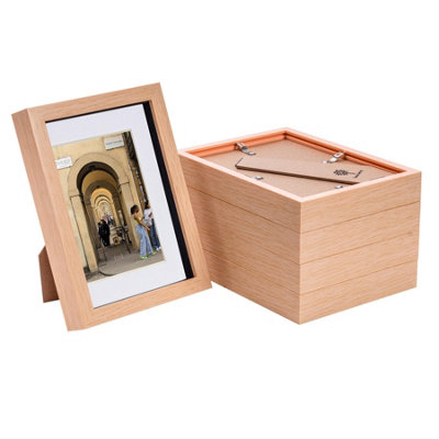 B&Q -  A5 (6 X 8") Photo FramesLight Wood/white Mount 3D Picture Frame Box Portrait Display Case (23.5 X 17Cm) Set Of 5