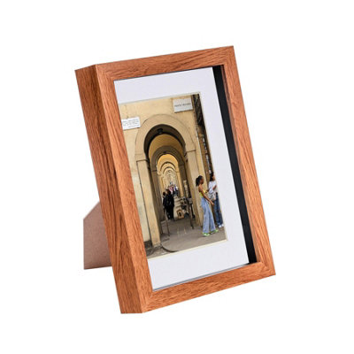Nicola Spring A5 (6 X 8") Photo FrameDark Wood/white Mount3D Photo Picture Frame Box Portrait Display Case (23.5 X 17Cm) from B&Q