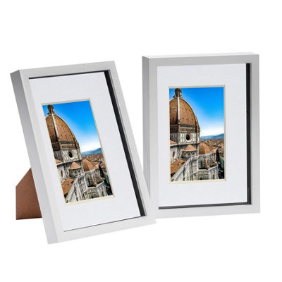 Nicola Spring 3D Box Photo Frames With A5 MountsA4 (8" X 12")White/whitePack Of 2 from B&Q