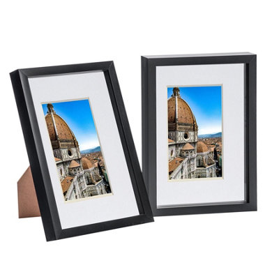 Nicola Spring 3D Box Photo Frames With A5 MountsA4 (8" X 12")Black/whitePack Of 2 from B&Q