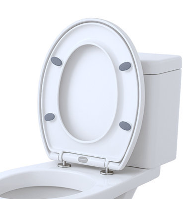 Harbour Housewares Soft Close Toilet Seat For Oval ToiletsAnti-Bacterial Bathroom Bowl Loo Cover With Quick Release Hinges from B&Q