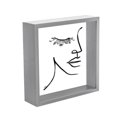 Nicola Spring 3D Deep Box Photo Frame - 8" X 8" - Grey