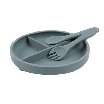 Tiny Dining Silicone Suction PlateFork & Spoon SetTradewindsSilicone Baby Feeding Set For BabiesToddlers & Kids from B&Q