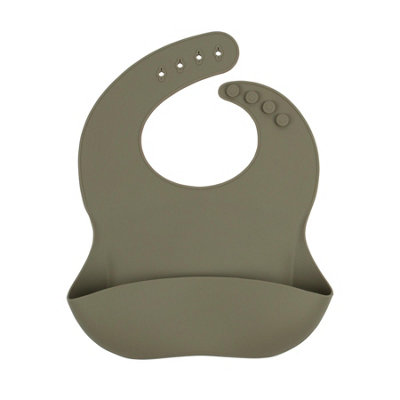 B&Q -  Silicone Weaning BibSilver SageSilicone Baby Weaning Bib Food Catcher Waterproof Toddler Bibs