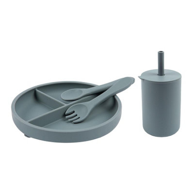 Tiny Dining 3Pc Silicone Suction Feeding SetTradewindsSilicone Baby Feeding Set With Divided PlateSippy Cup & Cutlery from B&Q