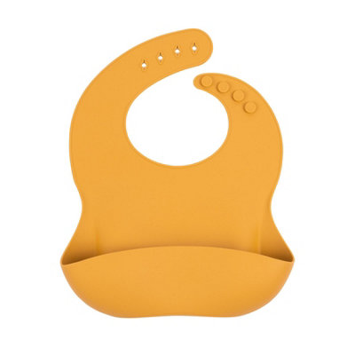 Tiny Dining Silicone Weaning BibOchreSilicone Baby Weaning Bib Food Catcher Waterproof Toddler Bibs from B&Q