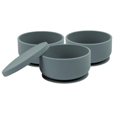 Tiny Dining 3X Baby Silicone Suction Bowls With LidTradewindsNon-Slip Silicone Toddler Weaning Bowl Feeding Silicone Bowl from B&Q