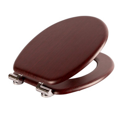 Harbour Housewares Soft Close Toilet SeatMahogany Mdf Wooden Lid Easy Install Durable Bathroom Accessory With Quiet Close from B&Q