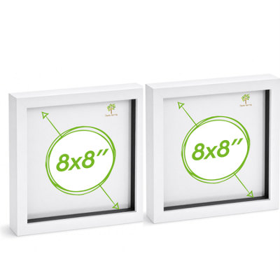 B&Q -  8 X 8" Photo FramesWhite3D Photo Frame Picture Frame Box Portrait Display Case (22.5 X 22.5Cm) Set Of 2