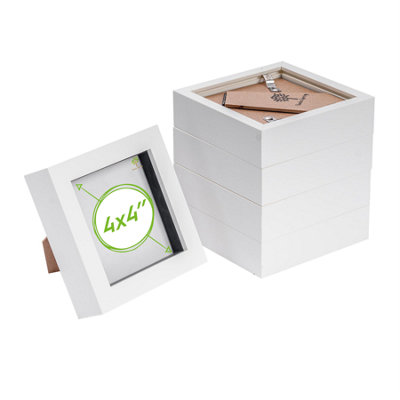 B&Q -  4 X 4" Photo FramesWhite3D Photo Frame Picture Frame Box Portrait Display Case (12.5 X 12.5Cm) Set Of 5