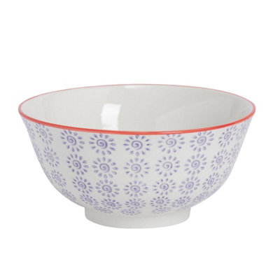 Nicola Spring Hand-Printed Cereal Bowl16CmPurple from B&Q