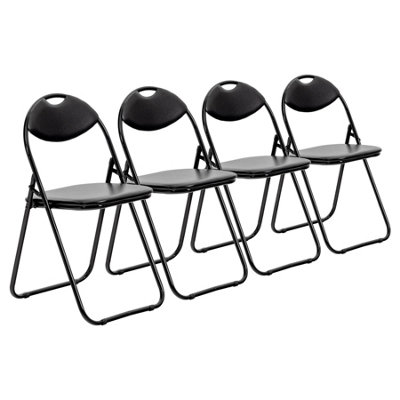 Harbour Housewares Padded Folding Chairs - Pack Of 4 Black