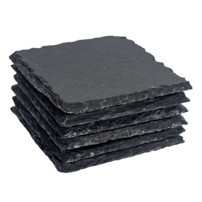 Argon Tableware Unisex Black 10Cm Square Slate Coasters In - Image 6